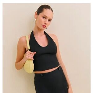 Reformation Sasha Linen Top Black - Size 4